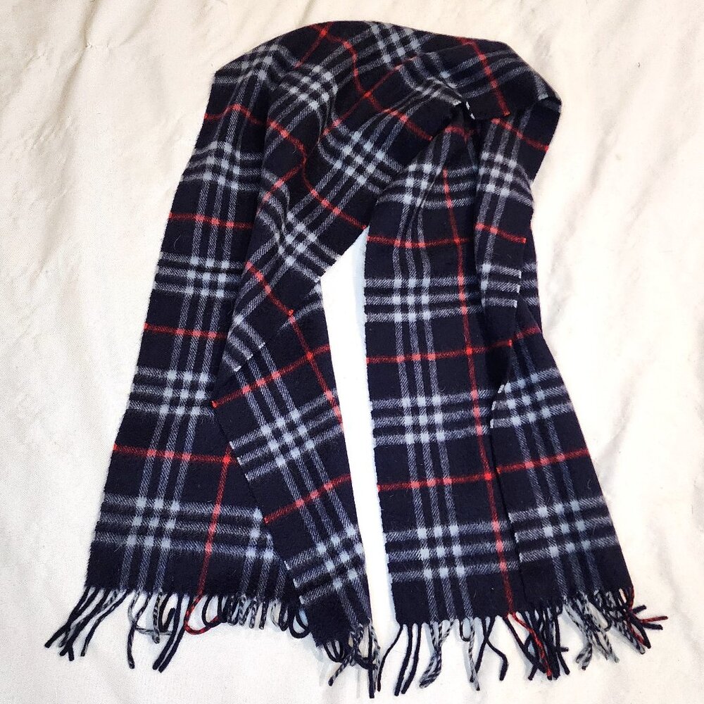 Burberry | Navy Blue Nova Check Cashmere Scarf